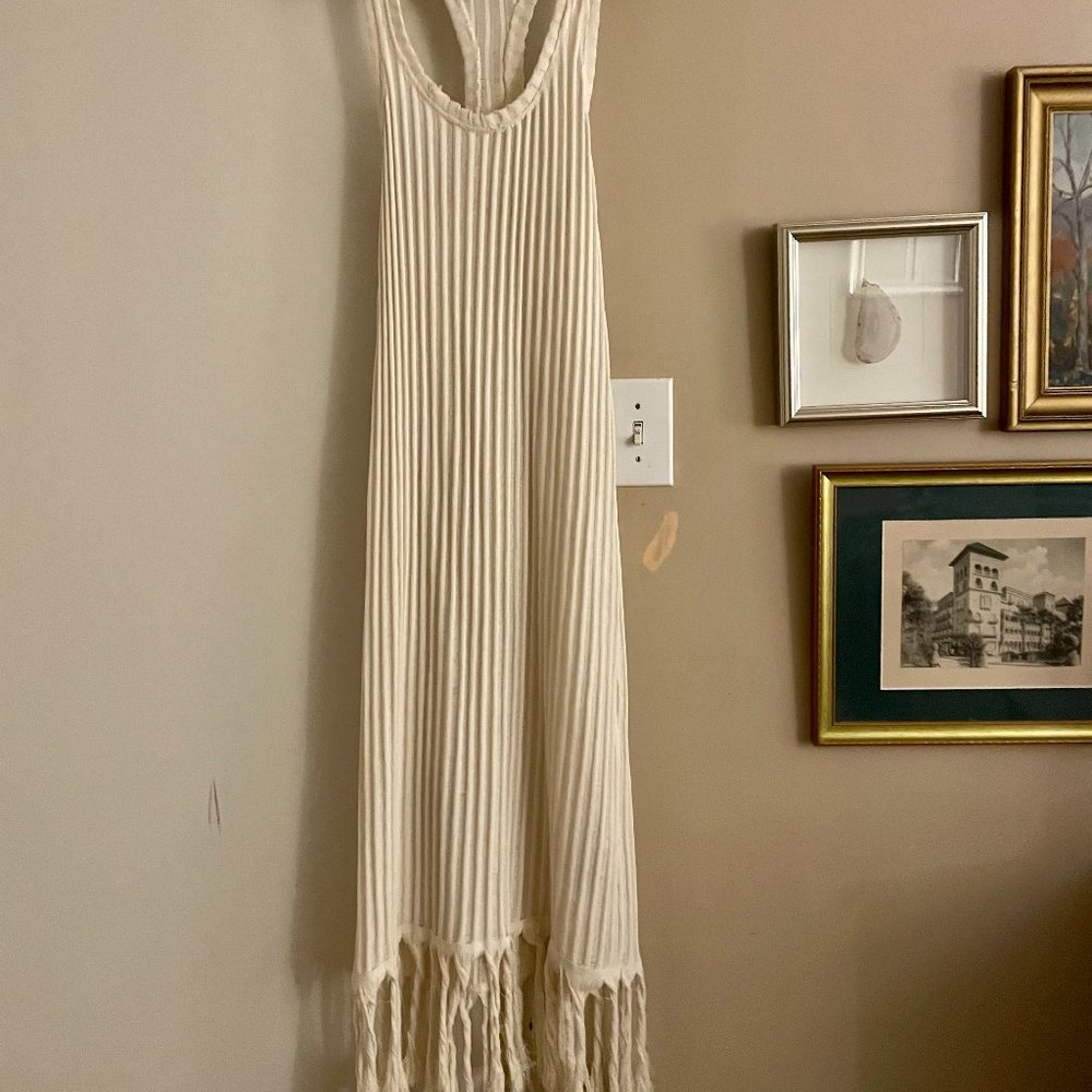 EUC cream ZARA dress with FRINGE!